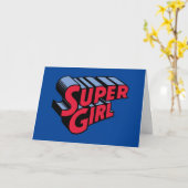 Rood en Blauw Supergirl Gestapelde Naam Logo Kaart (Gele Bloem)