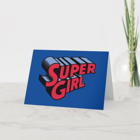 Rood en Blauw Supergirl Gestapelde Naam Logo Kaart (Voorkant)