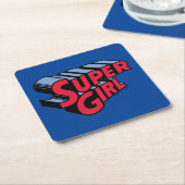 Rood en Blauw Supergirl Gestapelde Naam Logo Kartonnen Onderzetters (Schuin)