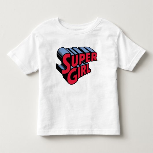 Rood en Blauw Supergirl Gestapelde Naam Logo Kinder Shirts (Voorkant)