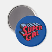 Rood en Blauw Supergirl Gestapelde Naam Logo Magneet (Voorkant / Achterkant)