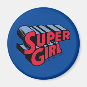 Rood en Blauw Supergirl Gestapelde Naam Logo Magneet