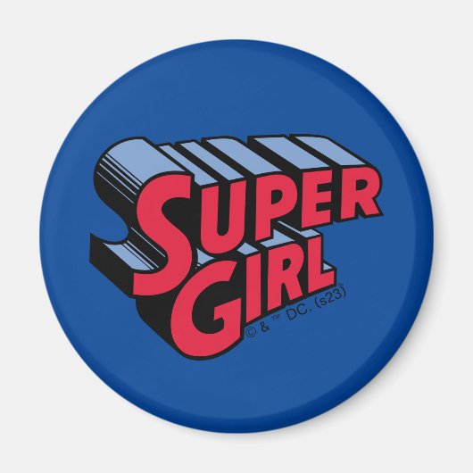 Rood en Blauw Supergirl Gestapelde Naam Logo Magneet (Voorkant)