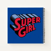 Rood en Blauw Supergirl Gestapelde Naam Logo Notitieboek (Achterkant)