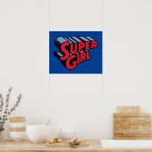 Rood en Blauw Supergirl Gestapelde Naam Logo Poster (Keuken)