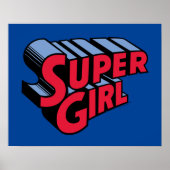 Rood en Blauw Supergirl Gestapelde Naam Logo Poster (Voorkant)