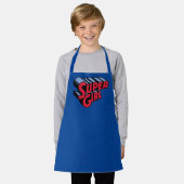 Rood en Blauw Supergirl Gestapelde Naam Logo Schort (Gedragen)