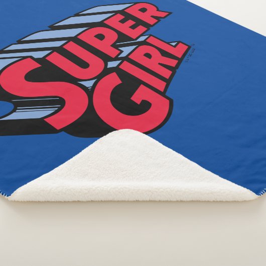 Rood en Blauw Supergirl Gestapelde Naam Logo Sherpa Deken (3/4)