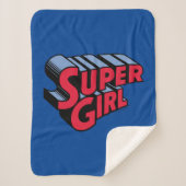 Rood en Blauw Supergirl Gestapelde Naam Logo Sherpa Deken (Voorkant)