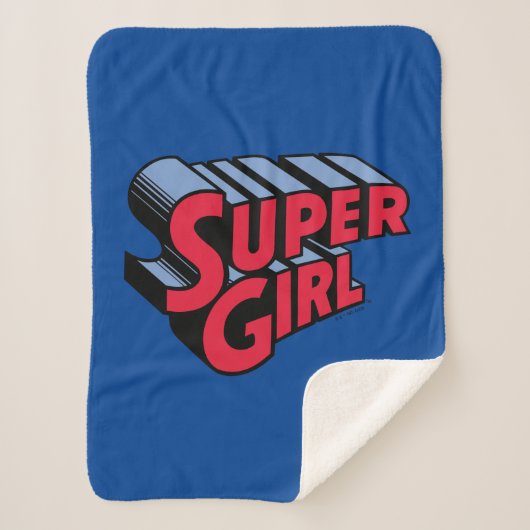 Rood en Blauw Supergirl Gestapelde Naam Logo Sherpa Deken (Voorkant)