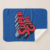 Rood en Blauw Supergirl Gestapelde Naam Logo Sherpa Deken (Voorkant (horizontaal))