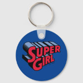 Rood en Blauw Supergirl Gestapelde Naam Logo Sleutelhanger (Voorkant)