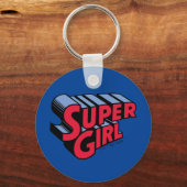 Rood en Blauw Supergirl Gestapelde Naam Logo Sleutelhanger (Voorkant)