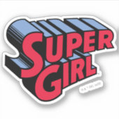 Rood en Blauw Supergirl Gestapelde Naam Logo Sticker (Voorkant)
