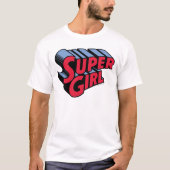 Rood en Blauw Supergirl Gestapelde Naam Logo T-shirt (Voorkant)