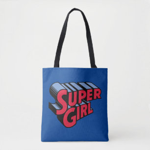 Rood en Blauw Supergirl Gestapelde Naam Logo Tote Bag