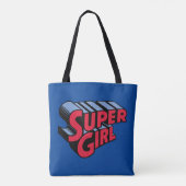 Rood en Blauw Supergirl Gestapelde Naam Logo Tote Bag (Achterkant)