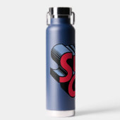 Rood en Blauw Supergirl Gestapelde Naam Logo Waterfles (Voorkant)