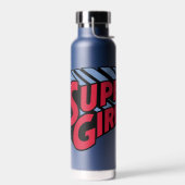Rood en Blauw Supergirl Gestapelde Naam Logo Waterfles (Links)