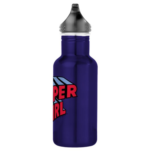 Rood en Blauw Supergirl Gestapelde Naam Logo Waterfles (Rechts)