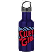 Rood en Blauw Supergirl Gestapelde Naam Logo Waterfles (Voorkant)