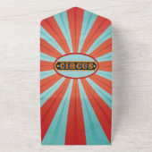 Rood en blauw ticket Circus Baby shower All In One Uitnodiging (Buitenkant)