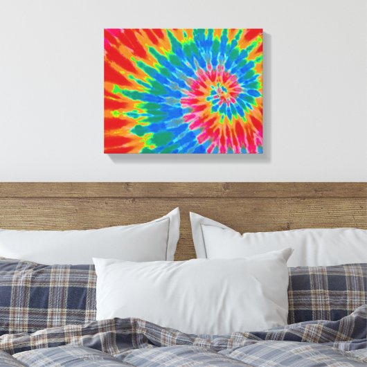 Rood en Blauw Tie Dye 14 "x11" Art Canvas Afdruk (Insitu (Slaapkamer))