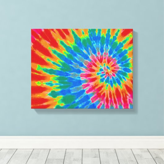 Rood en Blauw Tie Dye 14 "x11" Art Canvas Afdruk (Insitu (Houten vloer))