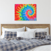 Rood en Blauw Tie Dye 24 "x18" Art Canvas Afdruk (Insitu (Slaapkamer))