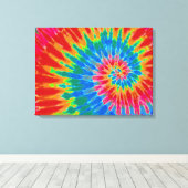 Rood en Blauw Tie Dye 24 "x18" Art Canvas Afdruk (Insitu (Houten vloer))