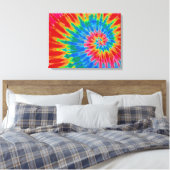 Rood en Blauw Tie Dye 24 "x18" Art Canvas Afdruk (Insitu (Slaapkamer))