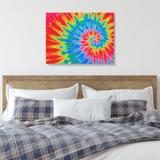 Rood en Blauw Tie Dye 24 "x18" Art Canvas Afdruk (Insitu (Slaapkamer))