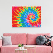 Rood en Blauw Tie Dye 24 "x18" Art Canvas Afdruk (Insitu (Woonkamer))
