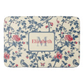 Rood en Blauw Toile de Jouy Gepersonaliseerd Badmat (Voorkant)