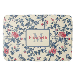 Rood en Blauw Toile de Jouy Gepersonaliseerd Badmat