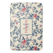 Rood en Blauw Toile de Jouy Gepersonaliseerd Badmat (Voorkant Verticaal)
