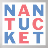 Rood en blauw typografisch poster Nantucket #2 (Voorkant)