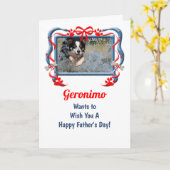 Rood en blauw van de hond Vaderdag Kaart (Gele Bloem)