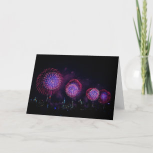 Rood en Blauw vierde van het Vuurwerk van Juli Kaart