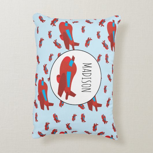 Rood- en blauw-vliegtuigpatroon - Aangepast Accent Kussen (Achterkant (Verticaal))