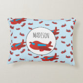 Rood- en blauw-vliegtuigpatroon - Aangepast Accent Kussen (Achterkant)