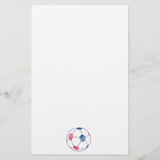 Rood en Blauw Voetbal Scribble Grafisch Briefpapier (Voorkant)