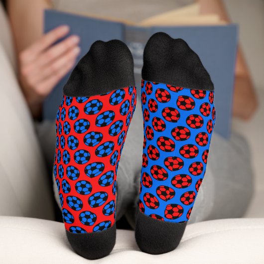 Rood en blauw voetbal sokken (Onderkant)