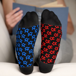 Rood en blauw voetbal sokken