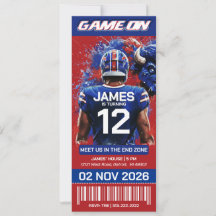 Rood en Blauw Voetbal Ticket Verjaardagsuitnodigin