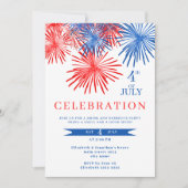 Rood en blauw vuurwerk 4 juli uitnodigingen (Voorkant)