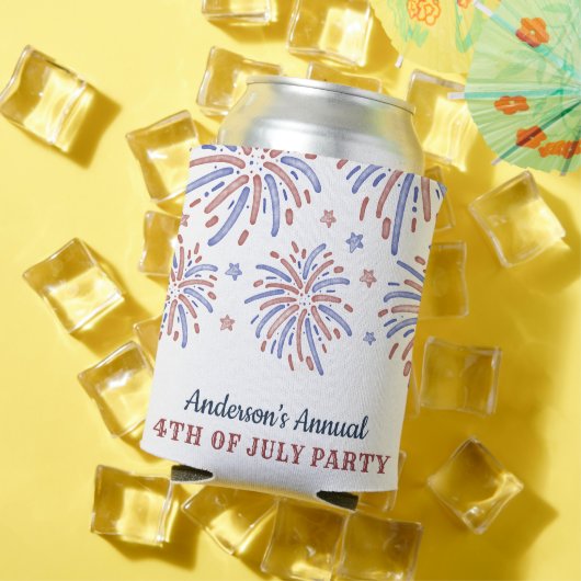 Rood en blauw vuurwerk op 4 juli blikjeskoeler (Insitu Zomer)