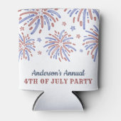 Rood en blauw vuurwerk op 4 juli blikjeskoeler (Voorkant)