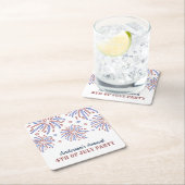 Rood en blauw vuurwerk op 4 juli kartonnen onderzetters (Insitu)