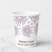Rood en blauw vuurwerk op 4 juli papieren bekers (Achterkant)